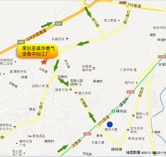 深圳市亚威华燃气设备中心交通示意图